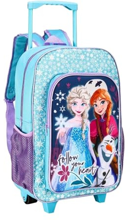 Frozen Trolley Bag Girls Kids Disney Frozen Premium Folding Trolley Hand Luggage Bag Backpack for School Travel Holidays Frozen Deluxe Trolley 41cm Foldable Frozen Trolley Carry-On Suitcase Children