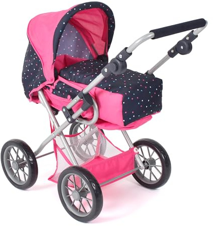 Bayer Chic 2000 - Passeggino per bambole Leni, passeggino combinato 2 in 1 con borsa per il trasporto estraibile, passeggino per bambole fino a 46 cm, coriandoli rosa, 64 x 37 x 68 cm
