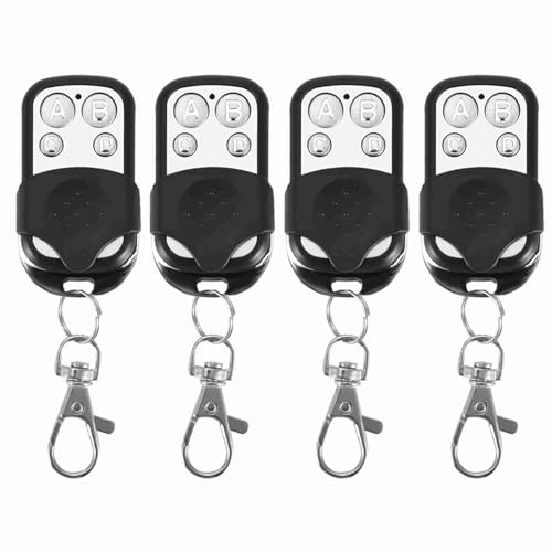 Tissting 4 Pezzi Portachiavi Telecomando 433 MHz -Clonazione Wireless 4 Canali per Cancello Elettrico e Garage, Duplicatore Universale per Auto e Sistemi Allarme,Facile Cancellazione e Recupero Dati