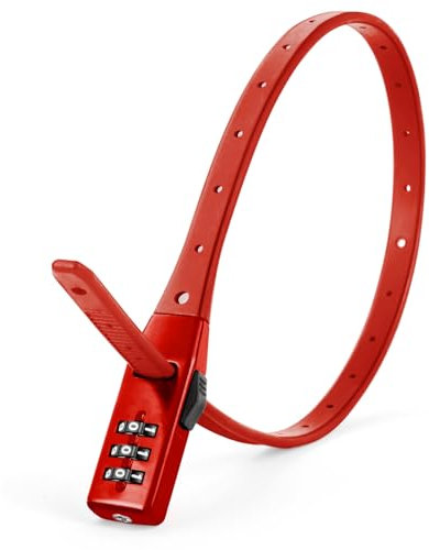 Flintronic Multi-use Security Tie & Bike Lock, 3-Wheel Recodable Combination, Combi Zip Lock, fit for Cycle/Helmet/Buggy Lock, Red