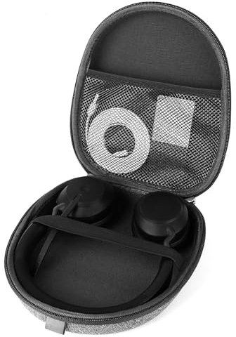 Linkidea Étui de transport pour casque compatible avec Jabra Evolve2 75, Logitech H820e, Grado SR80, sac de voyage rigide avec câble, rangement de chargeur (gris)