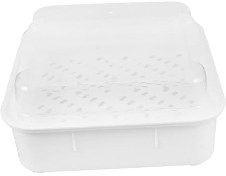 Hoement Estuche para Cocinar al Vapor para Microondas con Tapa Doble Capa, Cesta Vaporera de Pp Fácil de Limpiar, Adecuado para Verduras, Carne y Pescado