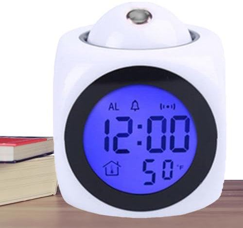 Despertador de proyección, reloj grande con pantalla LED, relojes hablantes con proyector LED | Lámpara de noche grande con pantalla de temperatura, despertador ajustable para dormitorio y sala de