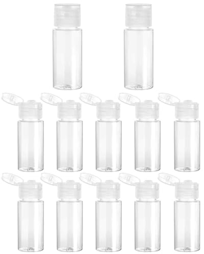UYRVAPE 12pcs Flacon de Voyage 15ml Petite Bouteille Plastique Flacons de Voyage Vides Transparentes, Conteneur pour Liquide, Cosmétique, Shampoing, Mini bouteilles de voyage pour produits de toilette