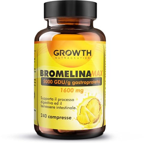 Bromelina Forte Drenante 5000 GDU/g Diuretico Anticellulite - 240Cpr Gastroprotetta - Ritenzione Idrica, Cellulite Gambe e Glutei e Gonfiore Addome