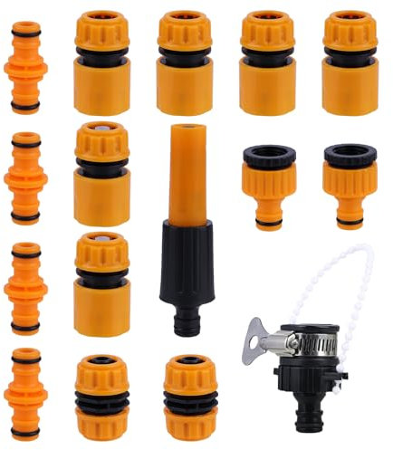 Garden Hose Connector Set | 4 Hose End Quick Connector 2 Hose Waterstop Connector 4 Double Male Hose Connector 2 Hose Tap Connector 1 Universal Faucet Connector 2 Hose Repair Connector 1 Hose Nozzle