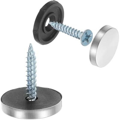 sourcing map 12pcs Screw Covers Caps, 20mm Dia Stainless Steel Mirror Screws Decorative Cover Caps Nails Flat Gasket Mirror Screw Fasteners for Sign Advertising Hardware Construction, Silver