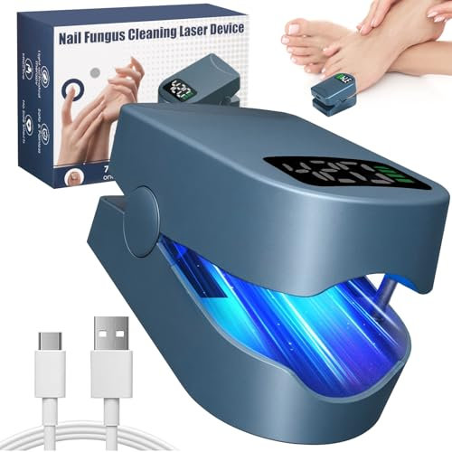 Dispositivo Láser para Hongos en las Uñas, Tratamiento para Hongos en las Uñas de los Pies, Láser Antifúngico de Luz Azul de 905nm Infrarrojo 460nm, Tratamiento Casero de 7 Minutos (A)