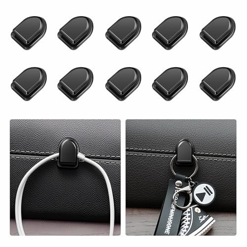 GGUFAY Ganchos Adhesivos para Coche Accesorios Coche Interior Mini Ganchos para el Salpicadero del Coche Ganchos Adhesivos para Vehículo Para Colgar Llaves, Cables Usb,Cables De Auriculares,10 Piezas