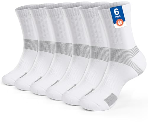 PERMANENTLY001 Calcetines deportivos antiampollas mujer niño niña joven tenis hombre acolchados Calcetines para correr senderismo pádel bádminton béisbol baloncesto 35-38 S Blanco 6P