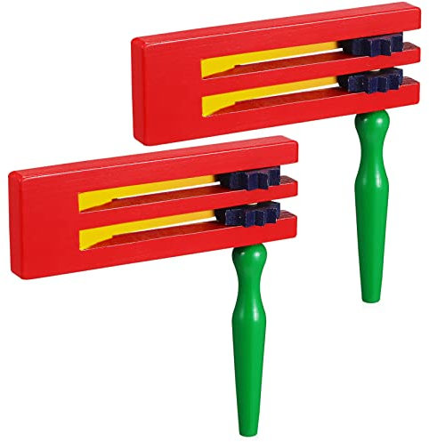 CIYODO 2pcs Noise Maker Matraca Toys Wooden Ratchet Sound Toys for Boy Girl Double Layered Matraca Safe Edges for Fine Motor Skills Development