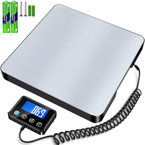 BRICH Balance à plateforme haute précision 200 kg/10 g avec fonction maintien/tare – Design robuste en acier inoxydable, écran LCD, 4 unités et montage mural – Balance numérique pour colis pour