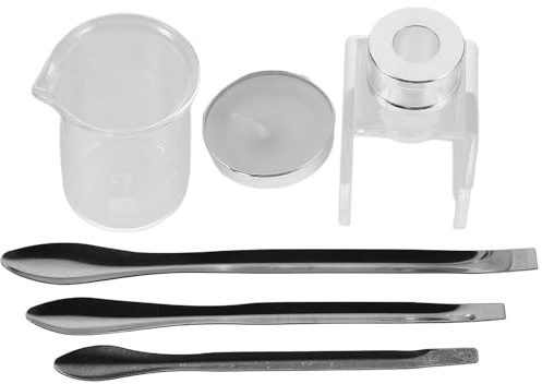 OSALADI Kit de Fabrication de Rouge à Lèvres DIY 8 Pièces avec Moule en Silicone Bécher Gradué en Verre et Bougie pour Création et Réparation de Rouge à Lèvres Outil Portable pour Usage