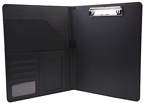 Organisateur de dossiers A4 en cuir PU, porte-documents professionnel, portefeuille pour le travail de bureau, noir 33,5x24cm