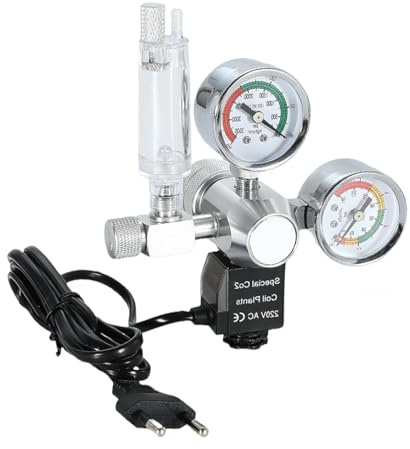 GAOUTO Akvarium CO2-tryckreducerare, W21.8-gränssnitt, Display med dubbla mätare med bubbelräknare och backflowventilsystem, Tryckreducerare för planterat akvarium, Extern CO2-regulator för akvarier