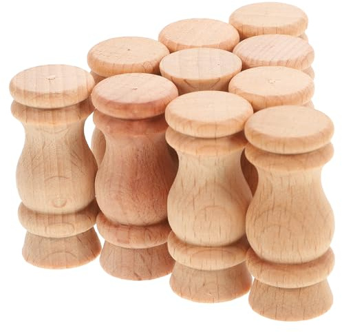 Hoement 10 Piezas de Husillos de Madera Maciza sin Acabado para Manualidades y Decoración del Hogar Balaustres de Madera para Escaleras y Soporte de Chimenea Estilo Vintage Tamaño 1