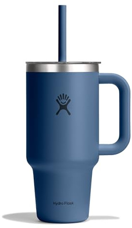 Hydro Flask – Travel Tumbler 936 ml (32 oz) with Clear Press-In Straw Lid – Acciaio Inox – Isolamento a Doppia Parete Sottovuoto – Resistente agli Schizzi – Harbor Blue