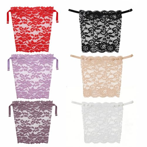 IGXX Panel de Modestia de Encaje para Mujer: superposición Tipo Falso camisón con Clip para Blusas y Vestidos de Escote bajo; Accesorio para Sujetador Que Cubre el Escote.