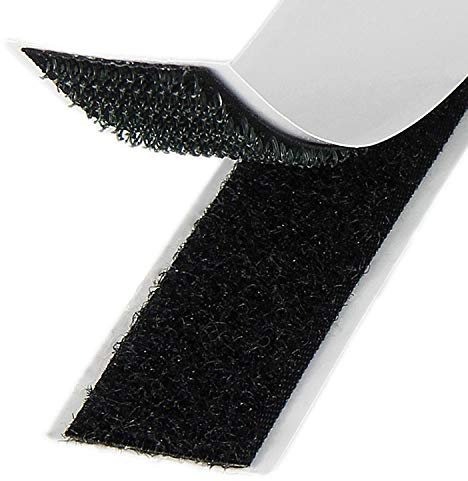 Klebeshop24 Självhäftande kardborreband, set med hake & ögla - färg, längd & bredd valbar/svart, 20 mm x 3 m