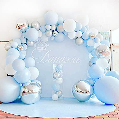 Palloncini Compleanno Blu, Kit Arco Ghirlanda Palloncini Blu, 114 Palloncini Bianchi Azzurri, per Baby Shower Ragazzo, battesimo bimbo bimba, Fidanzamento, Addio al Nubilato, Matrimonio