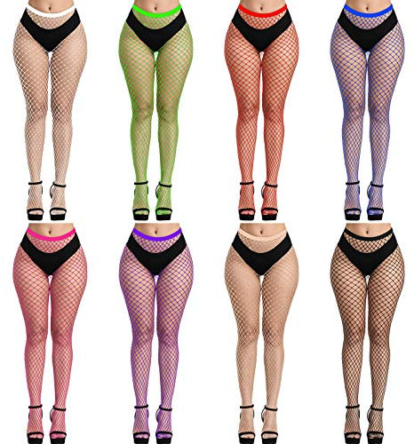CHRORINE Netzstrumpfhose mit hoher Taille, 8 Farben, 8 Farben, mehrfarbig, Einheitsgröße