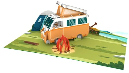 Camper Van Pop up-kort 3D-kort gratulationskort för pappa, make, pojkvän årsdag pop up-kort, handgjorda kort resekupong pengar present
