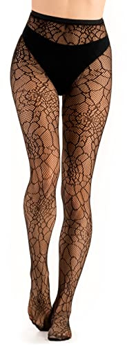 OVISSA Medias de red para mujer, medias de encaje con estampado negro, medias para mujer, medias con cintura alta, control de abdomen, para Halloween, color negro, tallas S-L, Patrón 9, L