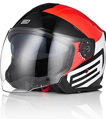 ORIGINE Casco Moto Jet Casco Moto Abierto Scooter para Hombre Adultos con Doble Visera Homologado ECE 22-06