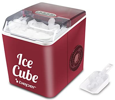 Beper P102CON550 Eiswürfelmaschine 12KG in 24h-Eiswürfelbereiter Edelstahl 1.3L, Kunststoff