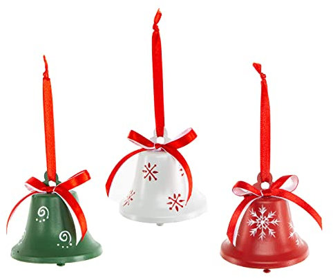 Logbuch-Verlag 3 Weihnachtsanhänger Glöckchen aus Metall rot weiß grün Weihnachtglocke Glocke 6,5 cm ohne Schnur gemessen