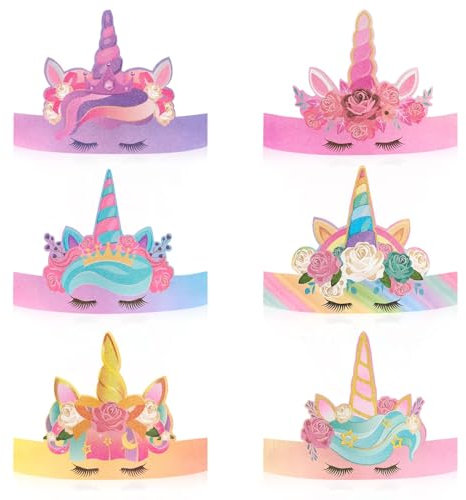 12 sombreros de fiesta de unicornio, decoración de fiesta de cumpleaños, corona de cumpleaños para niños, diademas brillantes, princesa, rosa, azul arcoíris, suministros de fiesta, regalos para aulas