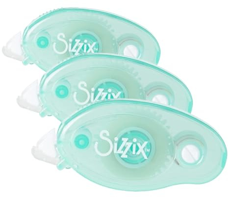 Sizzix 663474-Rodillo adhesivo permanente para álbumes de recortes, tarjetas, decoración del hogar, doble cara, tamaño único, cinta de papel, Multicolor, Una talla (Paquete de 3)