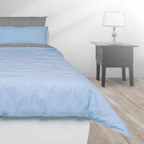 iNaAm Bettwäsche 135x200 Baumwolle Bettbezug mit Kissenbezug Hotelverschloß - Bettwäsche-Set 3-teilig mit Knöpfen für Sommer & Winter (135 x 200 + 1 x 80 x 40 + 1 x 80 x 80, Hellblau)