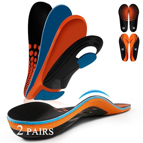 QMD Lot de 2 Paires de Semelles Orthopédiques pour Fasciite Plantaire, Métatarsalgie, Talonnettes, Confort de Sport, Semelles pour Homme et Femme