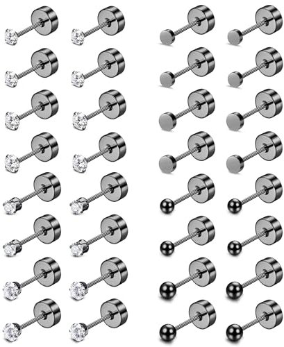 JeweBella 16 Pairs Klein Ohrstecker Chirurgenstahl Hypoallergen Medizinische Ohrstecker Silber Gold Ohrringe Set Piercing Ohr Kugel Runde Zirkon Schlafen Knorpel Ohrringe für Damen Herren 2/3MM