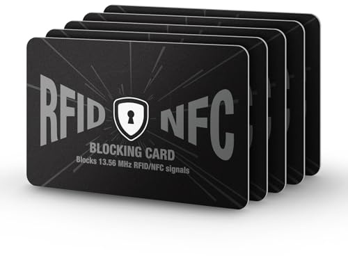 DUGRAFT Carte de Protection RFID, Une Carte Protège Tout Le Portefeuille, Bloqueur de Signal NFC sans Contact, Protection pour Cartes Bancaires, 5 Pièces