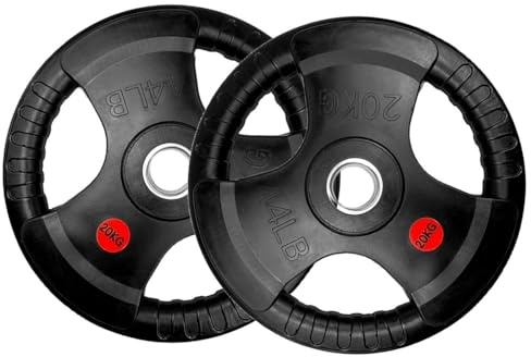 Juego de dos unidades Fit-Force – Discos de Pesa Olímpica 20 KG Hierro Fundido con Revestimiento de Caucho | Diámetro Olímpico 50 mm | Discos de Pesas para Barra y Entrenamiento en Casa o Gimnasio