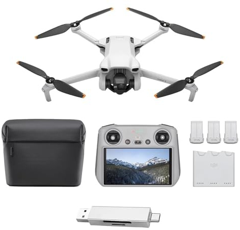 DJI Pack Mini 3 Vuela Más (RC) – Dron Mini con cámara ligero y plegable con vídeo 4K HDR, 38 min de tiempo de vuelo, Grabación vertical y funciones inteligentes, Color Gris