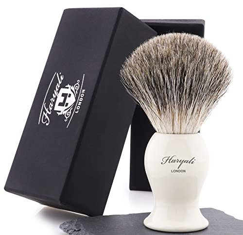 Reines Schwarz Dachshaar Rasierpinsel mit dem Elfenbein Farbe Basis Kommt mit der Designer Box Spezial Geschenke für Herren