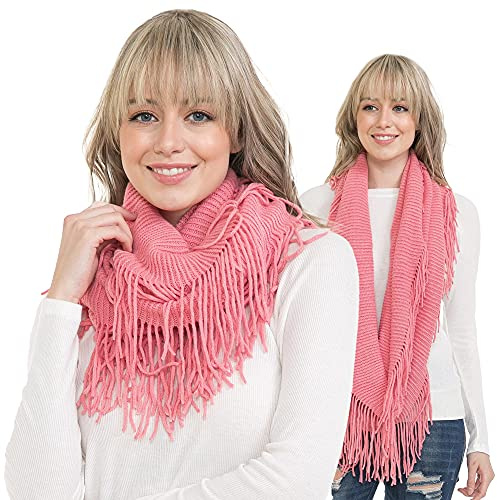 BASICO Warm Knit Scarfs for Women Winter Infinity Scarf Coral Circle Loop Scarves Gifts for Coworkers