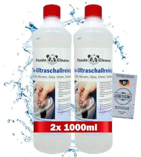PandaCleaner Limpiador ultrasónico baños de ultrasonidos: Concentrado para Gafas, Joyas, Productos dentales, Oro, Monedas, Vidrio, Relojes y Mucho más. | 2000ml