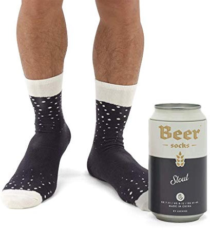 Luckies Of London | Chaussettes Homme Bière | Chaussettes Fantaisie Dans Une Canette | Cadeaux pour Homme Amateur de Bière | Cadeaux de Bière Pour Hommes | Chaussettes Drôles Hommes Adorent | Noires