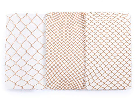LittleForBig Hohe Taille Fischernetz Strumpfhosen Netzstrümpfe Netzstrumpfhose 3 Paare-Hautfarbe