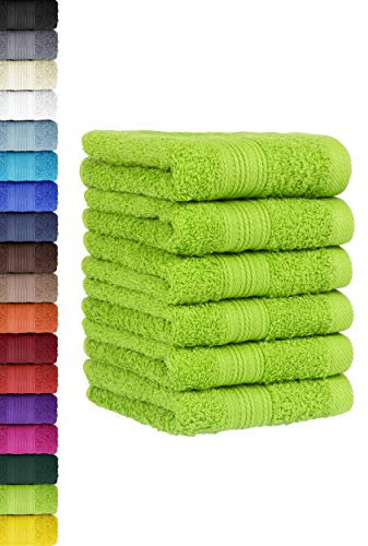 BaSaTex - 6er Pack Handtuch Set für Gäste - Handtücher mit Aufhängeschlaufe aus weicher Baumwolle in 30x50 cm - Gästetücher für die Händereinigung Öko-Tex Standard 100 Zertifiziert - Apfelgrün