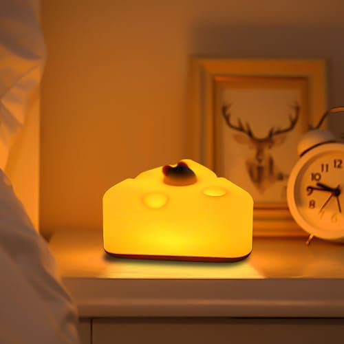 beek Nachtlicht Baby Stilllicht, Nachttischlampe Kinder Dreieck Käse Design Aufladbar Touch LED Dimmbar Tischlampe, Geschenke für Kinderzimmer Baby Mädchen Junge