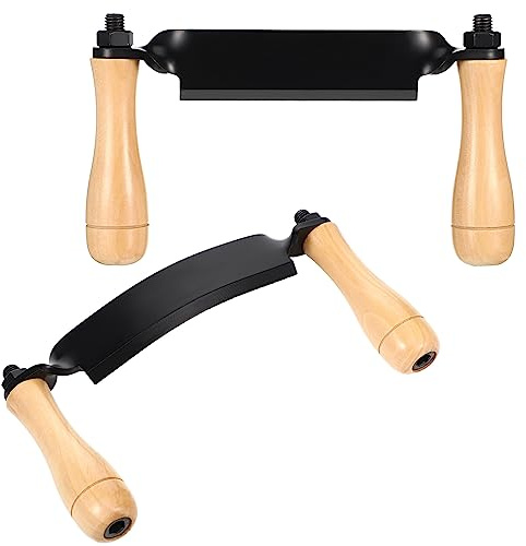 WILLBOND 2 Pcs 10 Inch Draw Shave Knife Set Draw Shave Knife Straight and Curved Woodworking Debarking Hand Tool Wood Razor Shaving Wood Barking Tool for Men(Straight, Curved)
