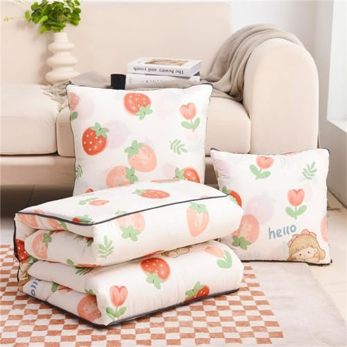 Hixingo Reisedecke und Kissen 2 in 1, Reisedecke mit Kissen Set Multifunktionale Reise Decke und Kissen 2 in 1 Weichem Flugzeug Verwandlungskissen für Urlaub, Camping (40 * 40cm,Niedliches Mädchen)