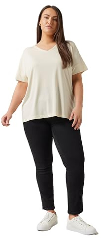 EVANS Curve Ivory V-Neck Modal Rich T-Shirt - Women's - Plus Size Curve