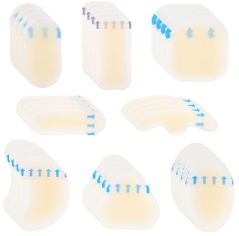 Carreneu Blasenpflaster Ferse 32 Stück - Hydrogel Blasenpflaster Zehen & Finger - Blasenprävention & Fersenschutz - Unisex Erwachsene - Hautfarben - Ideal für Wandern, Schwimmen, Duschen & Hausschuhe