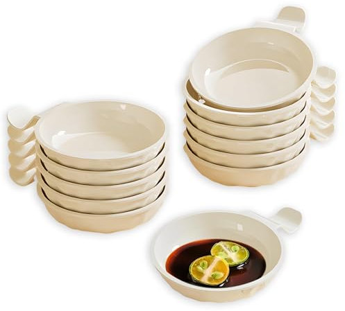 Bootoow Cuencos para salsas, 12 cuencos pequeños para salsas, perfectos para aperitivos y postres, apilables y fáciles de limpiar